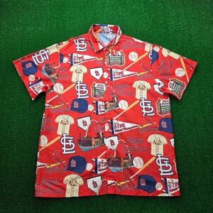 St Louis Cardinals Hawaiian Shirt Mens XL Red All Over Print Baseball Theme